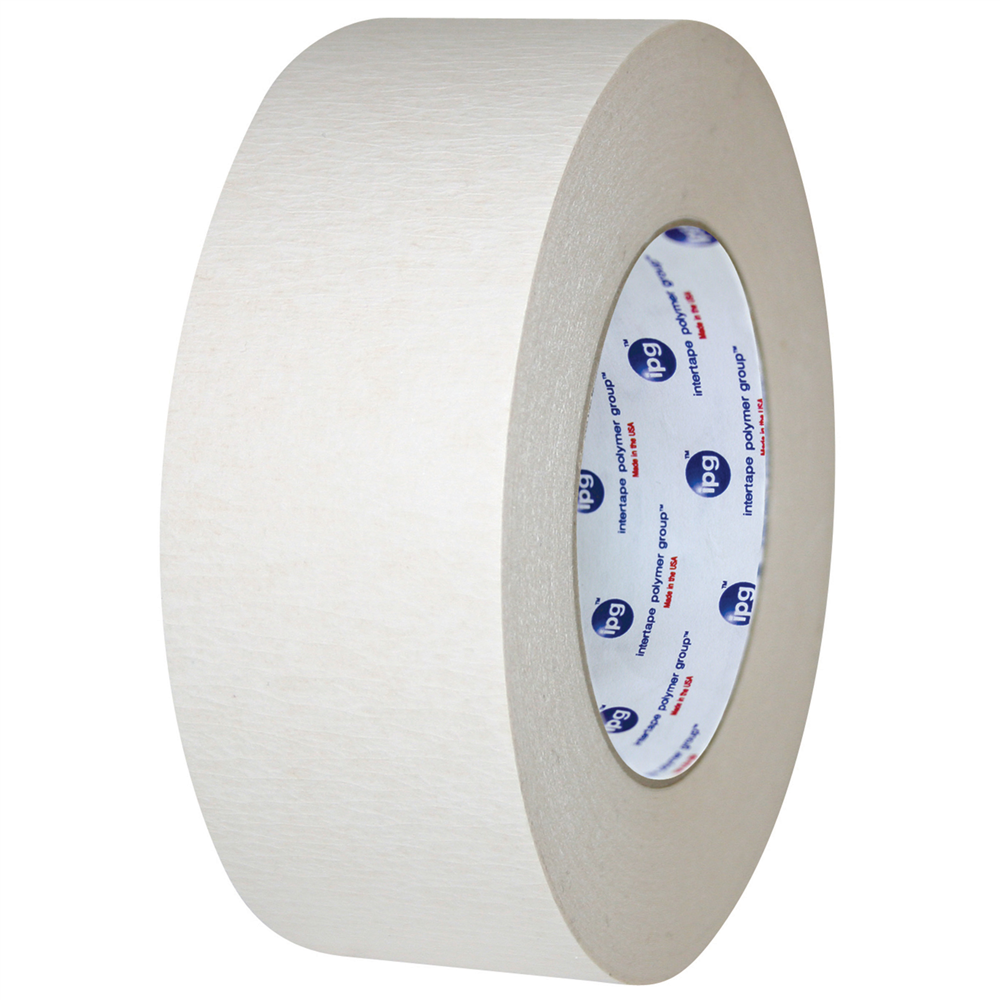 A roll of white adhesive tape with printed branding on the inner core, displayed against a plain white background. Intertape® 7-Mil. 591 Natural Flatback Tape (2 in. x 36 yd., 24/Case)